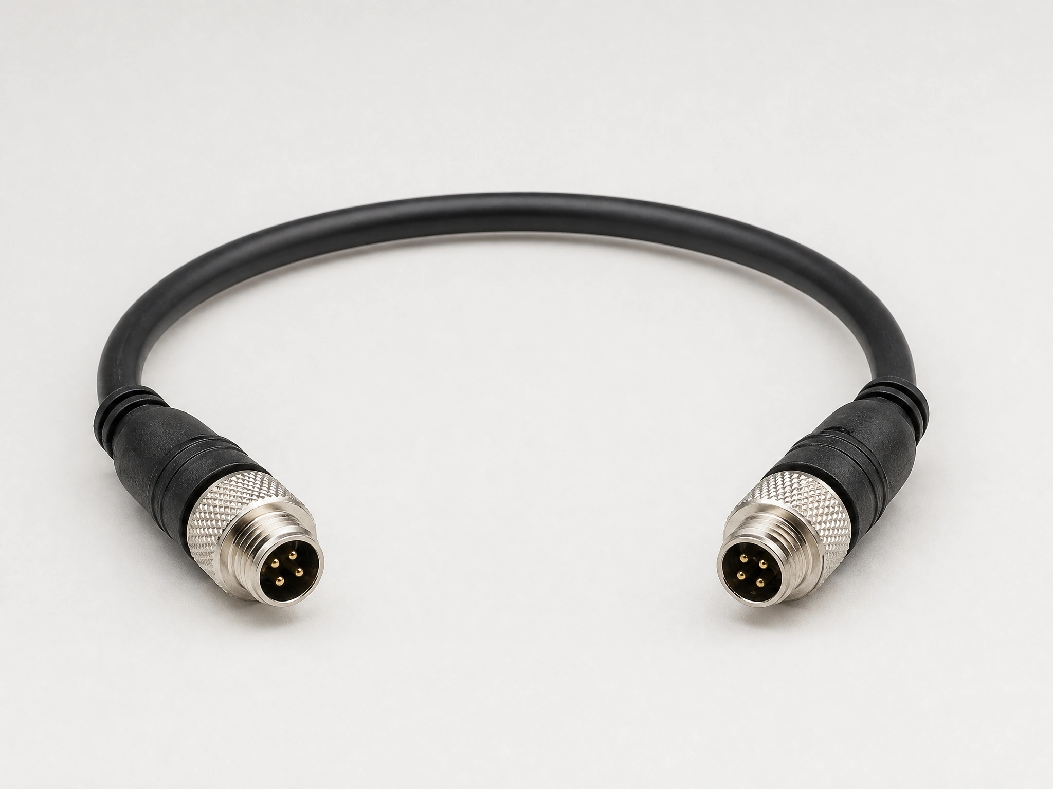 M12 D-coded 4-pin male-to-male Ethernet cable assembly