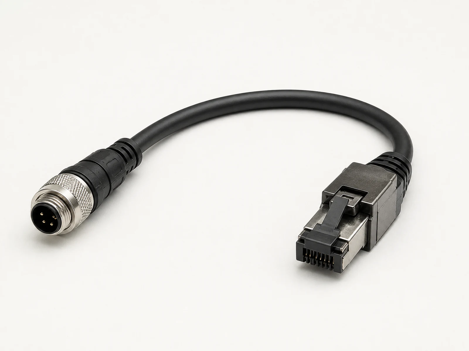 M12 to RJ45 industrial Ethernet cable assembly